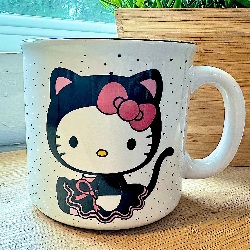 NEW decor pink black Sanrio HALLOWEEN HELLO KITTY FALL COFFEE TEA mug boo basket